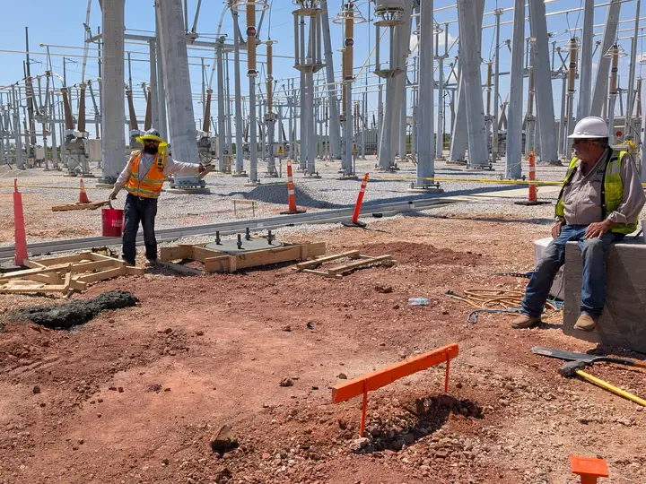 Pier formwork across a substation site