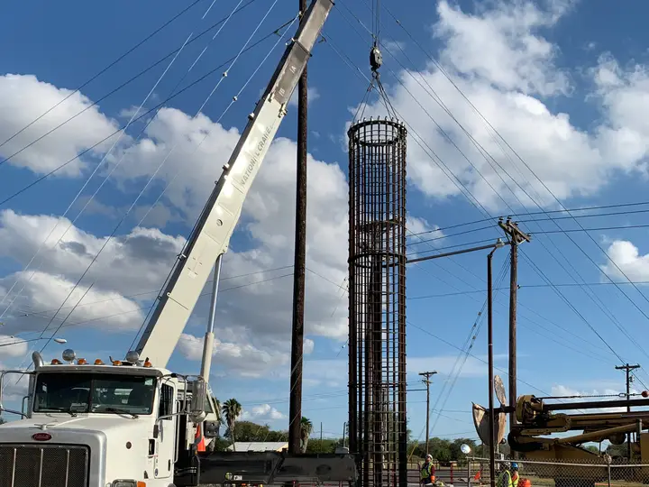 Cages staged for drilling — Relentless Civil Construction jobsite