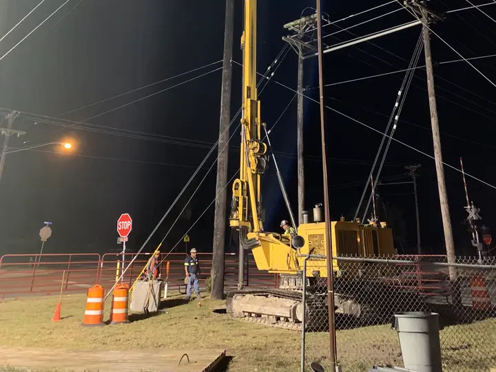 Corridor work after dark — Relentless Civil Construction jobsite