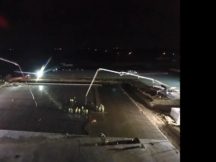 Concrete down — night pour — Relentless Civil Construction jobsite