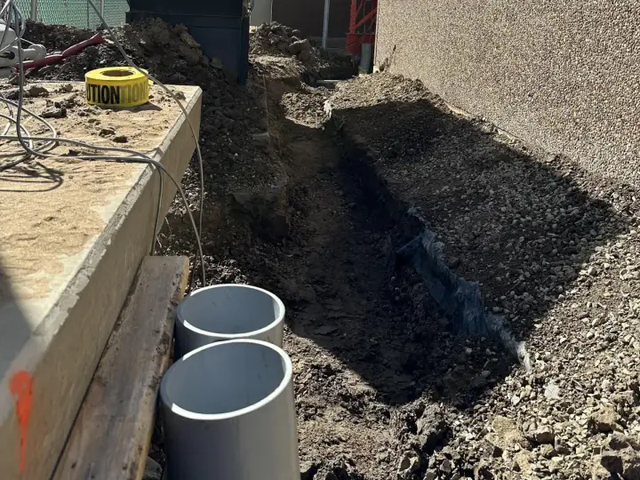Utility trench at the pad — Relentless Civil Construction jobsite