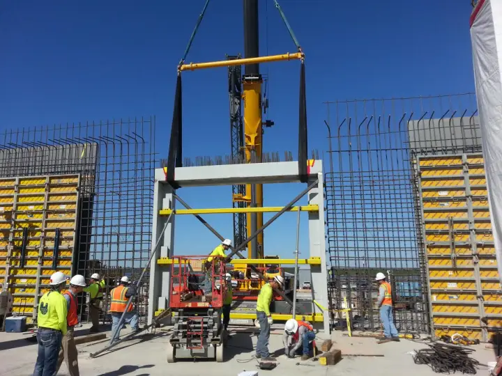 Flying a wall form — Relentless Civil Construction jobsite