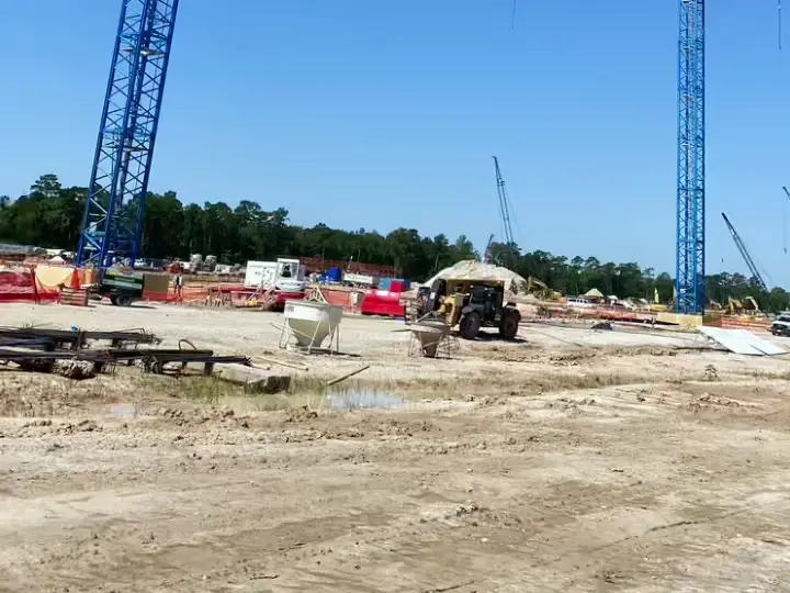 Tower cranes over the deep foundations — Relentless Civil Construction jobsite