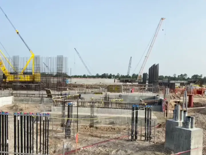 Crane yard & completed piers — Relentless Civil Construction jobsite