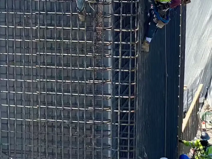 Rope access on the rebar cage — Relentless Civil Construction jobsite