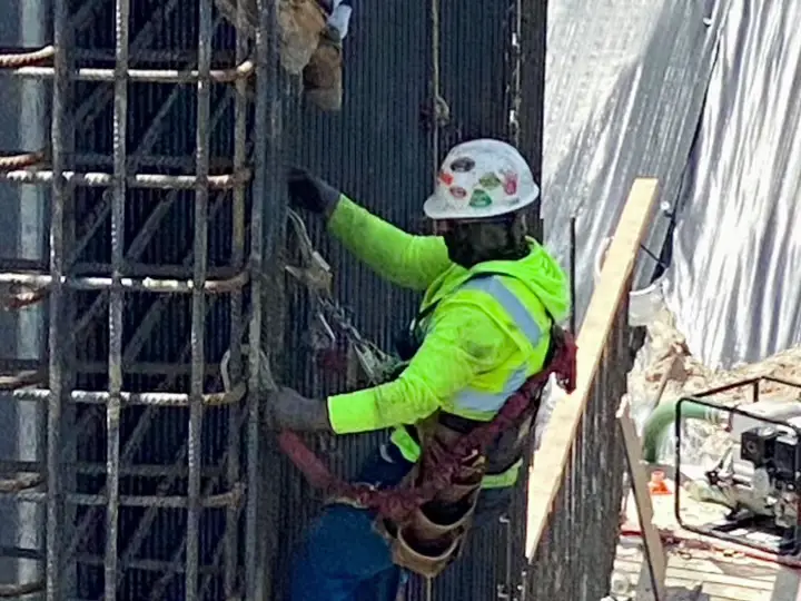 Tying steel, top to bottom — Relentless Civil Construction jobsite