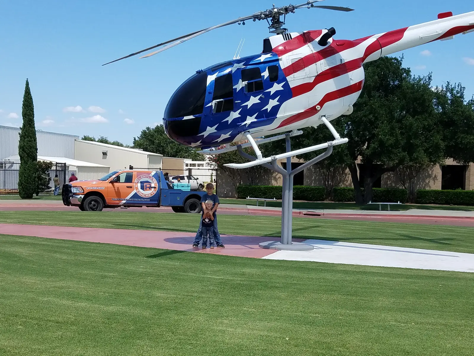 Municipal park helicopter display — Relentless Civil Construction jobsite